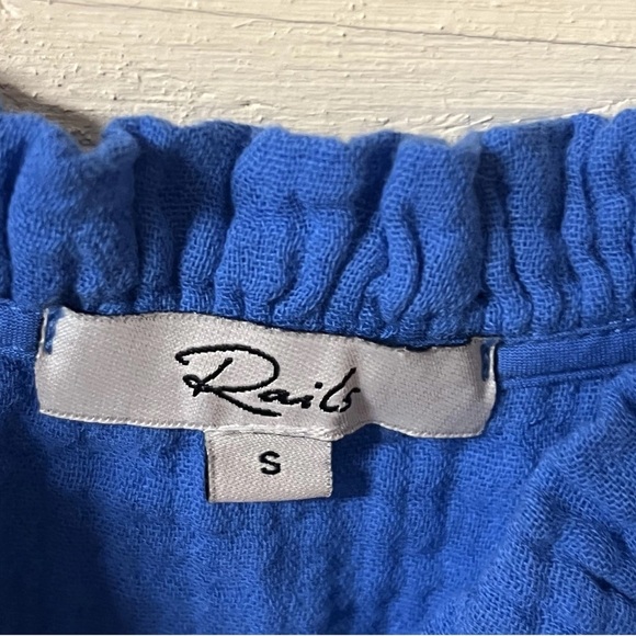 RAILS Valeria Midi Dress Palace Blue Soft Cotton Gauze Pockets Tie Shoulder S - Picture 5 of 9